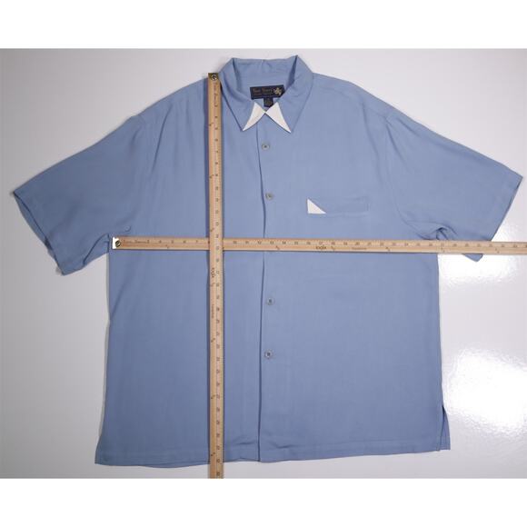 Nat Nast Light Blue 100% Silk Bowling Hawaiian Button Up Shirt Men's XL - Picture 3 of 6